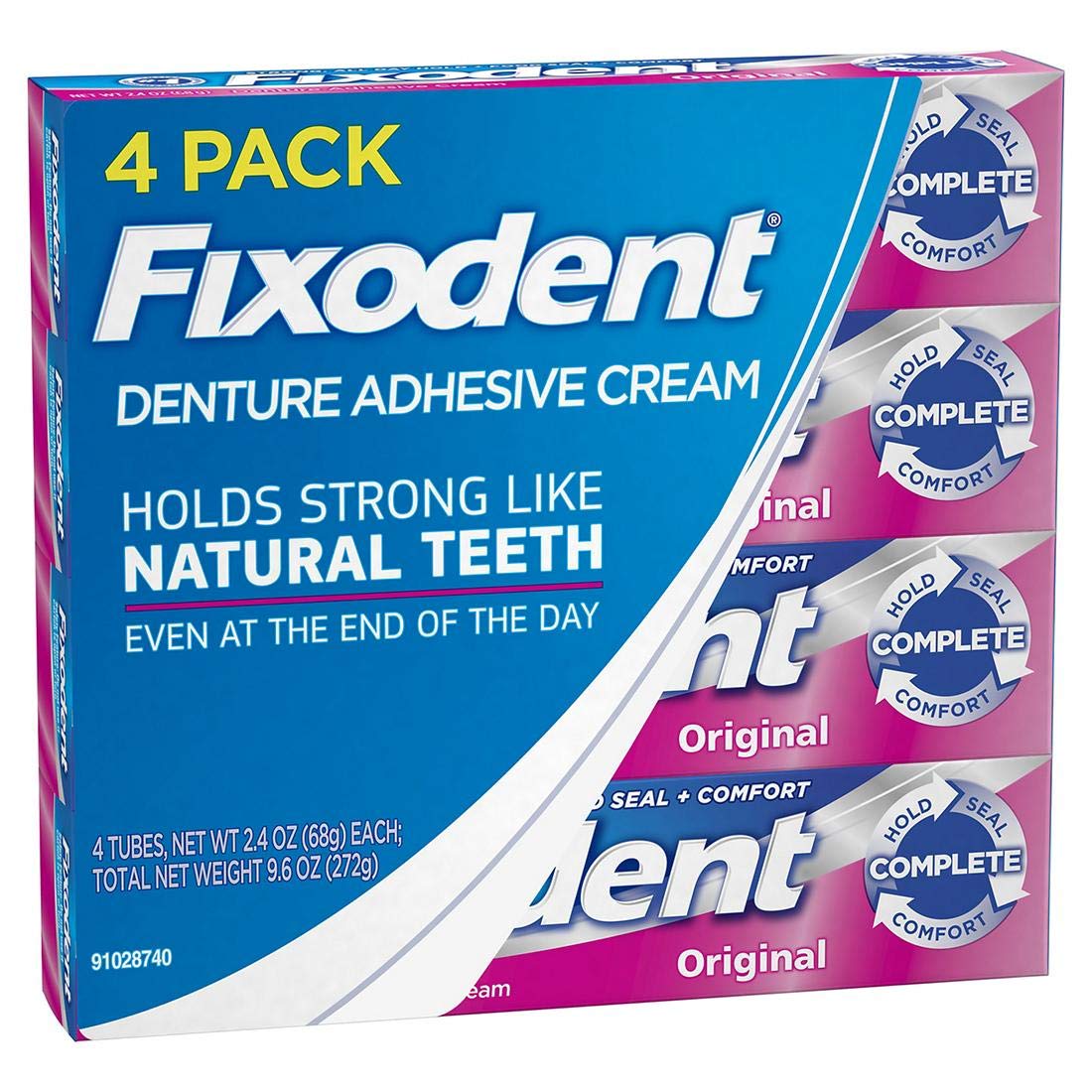 Fixodent Original Denture Adhesive Cream-2.4 oz, 4 pk: Health & Personal Care