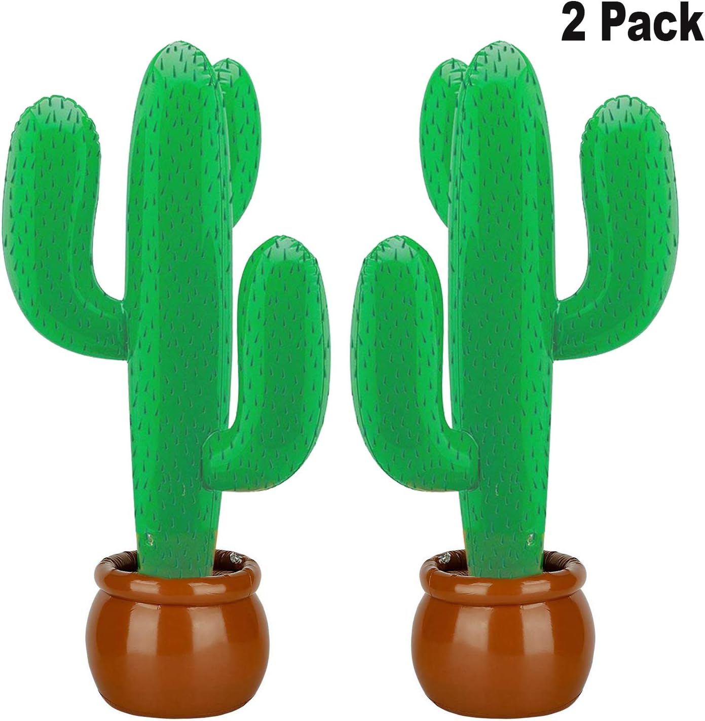 Inflatable Cactus Beach Backdrop Favor for Hawaiian Luau Party Summer Theme Cactus Decoration, 35‘’ (2 pack)