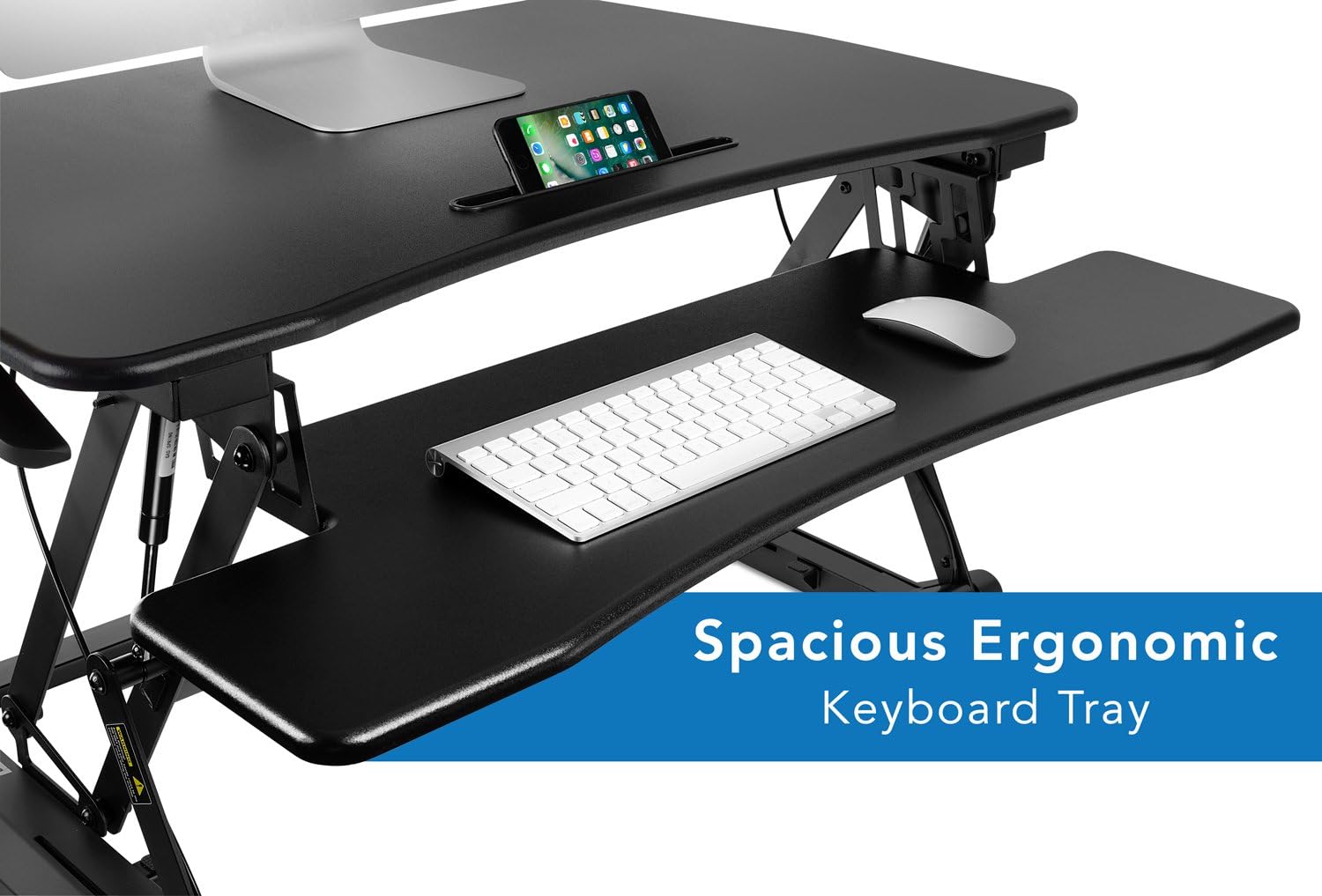 Mount-It! Height Adjustable Standing Desk Converter | 35” Wide Desktop | Sit-Stand Desk with Gas Spring Handle | Stand Up Computer Workstation Fits Dual Monitors | Black (MI-7955) : Office Products
