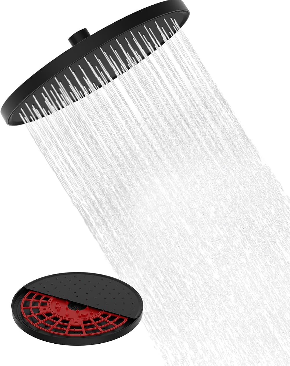 Hibbent Self-Cleaning 10 Inch Rainfall Shower Head Black