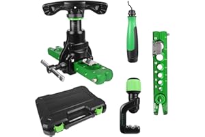 YIFOR HVAC Flaring Tool Kit 1/4”-3/4” Pipe Flare Tool, 45° Eccentric Flaring Tool with Pipe Cutter & Deburring Tool, Single Flare Tool for Soft Copper/Aluminum/Brass Steel Pipes(5 in 1 Kit)