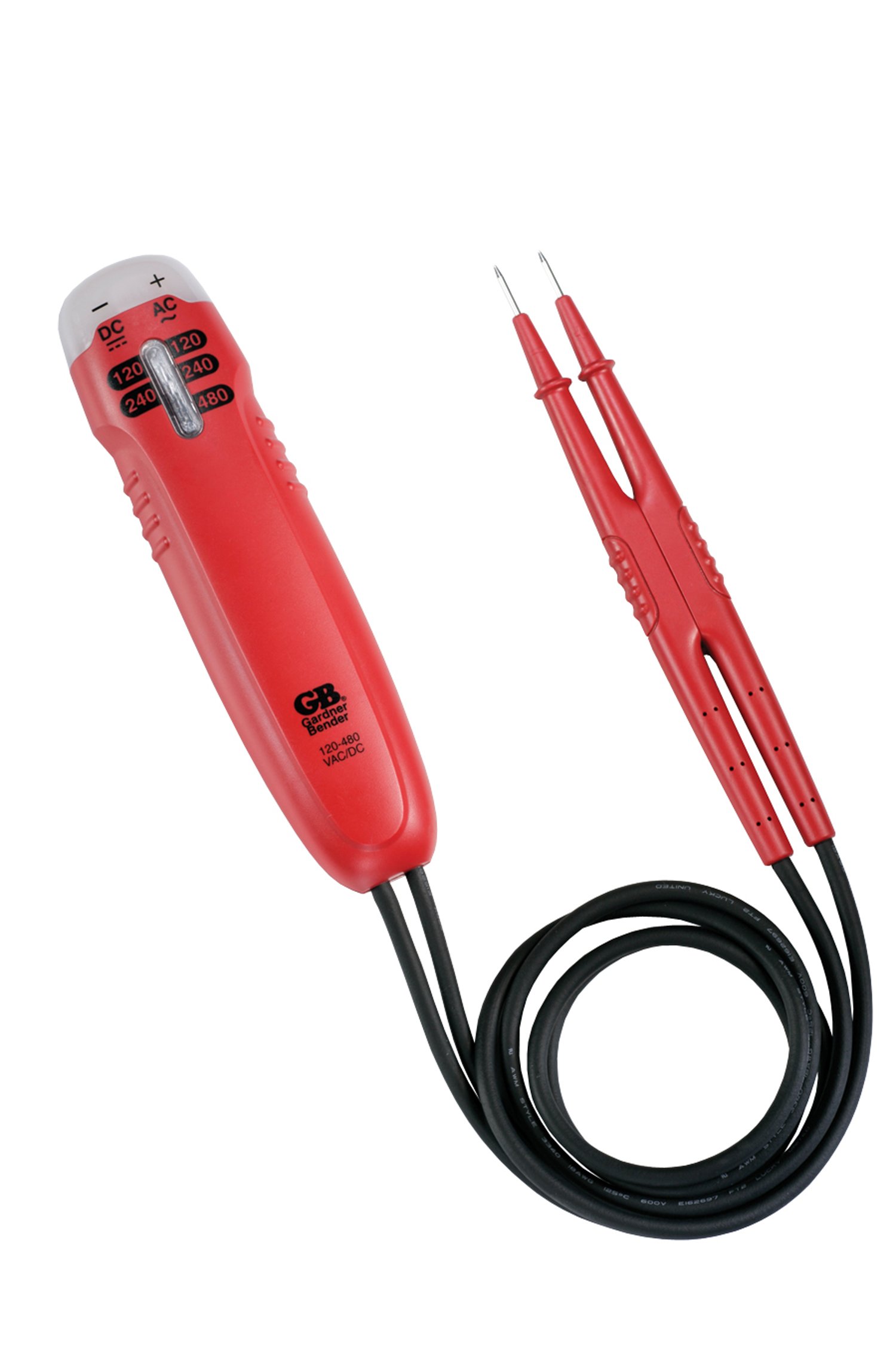 Gardner Bender GVT-392 Vibrating Solenoid Voltage Tester, 120-480 V AC/DC and DC Polarity, Neon