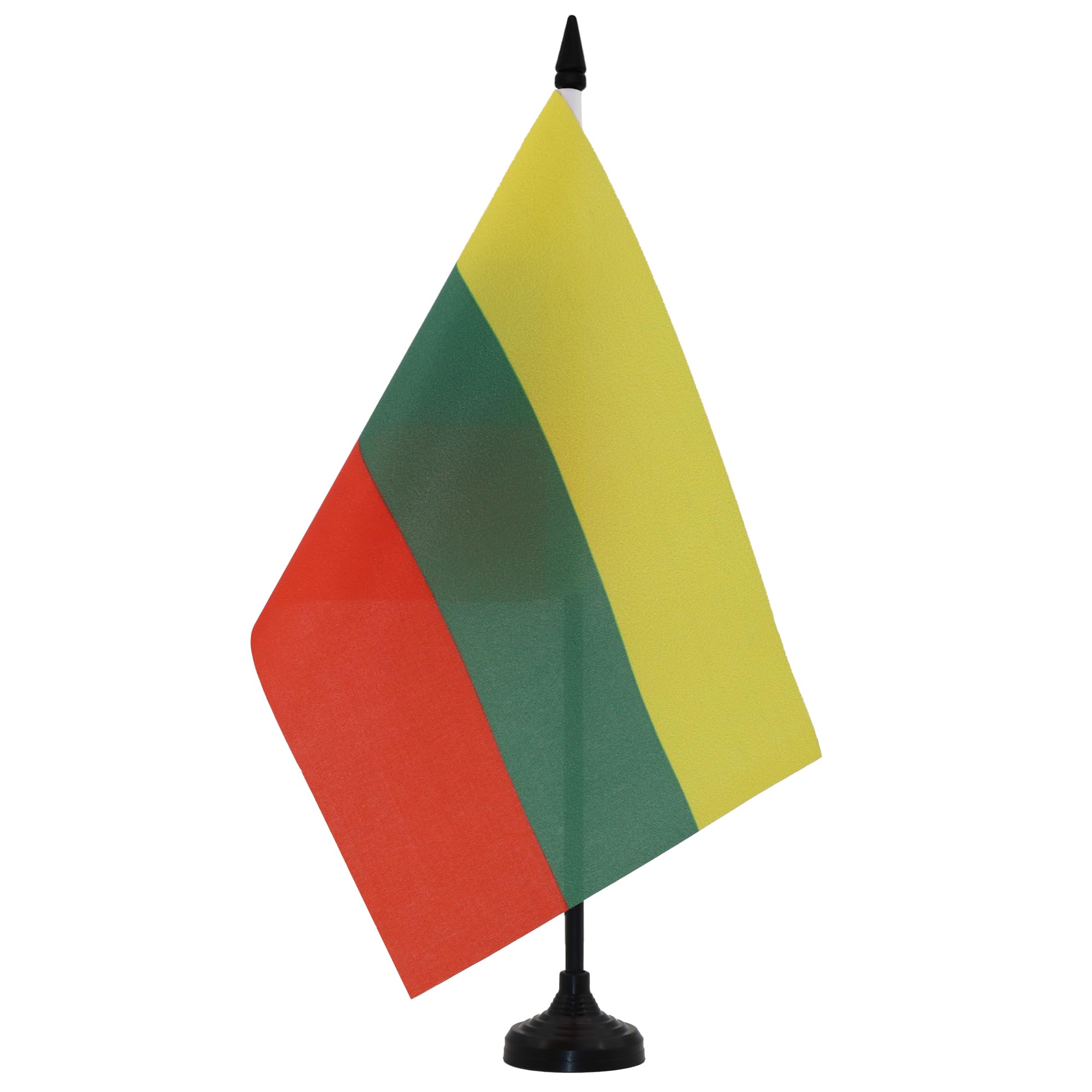 AZ FLAG Lithuania Table Flag 5'' x 8'' - Lithuanian Office Decoration 100% Polyester 21 x 14 cm - Mini Desk Flag with Pole and Black Plastic Base