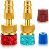 Tallew R1234yf to R134a Adapter, Quick Couplers High Low Side for AC | Brass Couplers with Color Coded Caps, R1234yf to R134a Conversion, For Automotive AC Evacuation and Recharge Service
