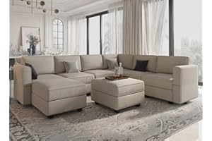 Belffin Modular Sectional Sofa with Storage Seat Oversized U Shaped Couch with Reversible Chaise Sofa Set with Ottoman Velvet Grey