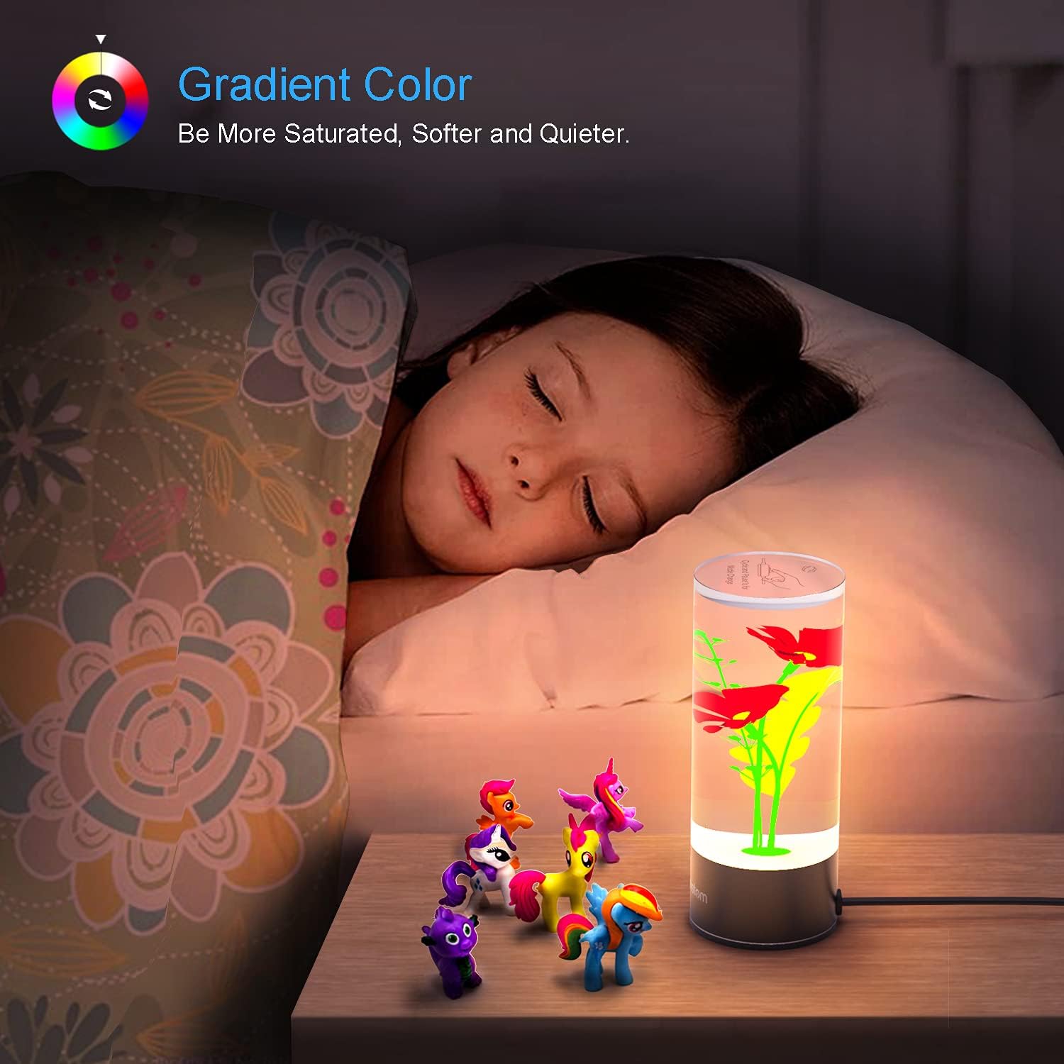 Perstom Night Light for Adult, Ornamental Water Shade & Different Color Adjusted, Light Color More Saturated Softer Than RBG 256, Red Light - - 