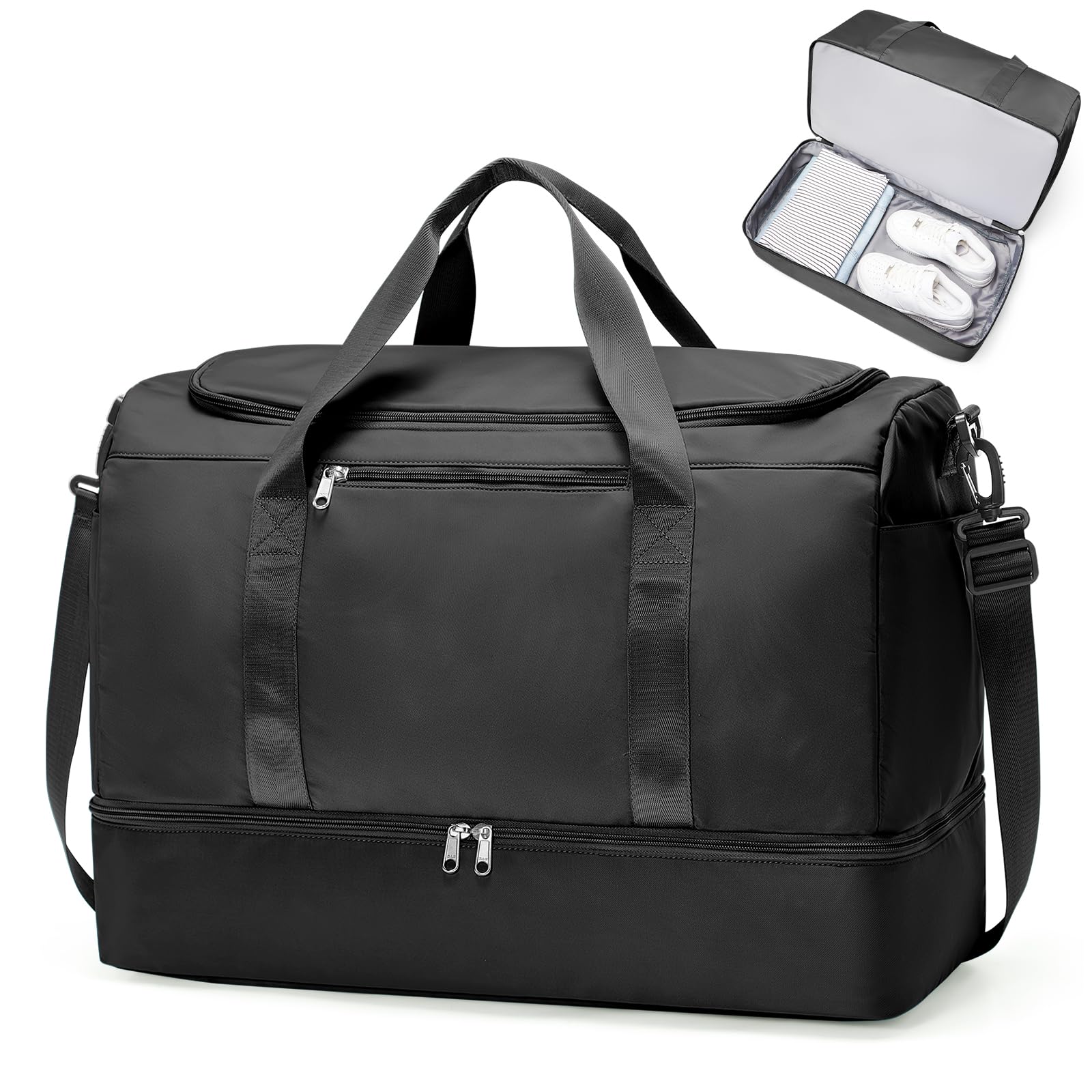 Photo 1 of Extra Large Travel Duffle Bag,Carry on Overnight Weekend Bag with Shoes Compartment,Weekender Bags for Women for Travel Business Trips Sport Hospital