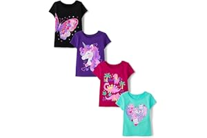 The Children's Place Toddler Girls' Short Sleeve Multi Color Graphic T-Shirt, 3 Pack