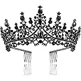 TOBATOBA Black Crown Black Tiara, Gothic Crown Halloween Tiaras and Crowns for Women, Black Crystal Tiara Headband Wedding Tiara for Bride, Queen Crown Gothic Halloween Costumes for Birthday Cosplay