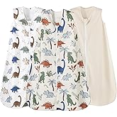 david's kids 3 Pack Warm Micro Fleece Baby Sleep Sack 6-12 Months, Soft Baby Wearable Blankets with 2-Way Zipper, Comfy Winter Sleeping Bags for Infant Newborn Boys Girls, Medium Size, Dinosaur
