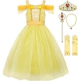 ReliParty Off Shoulder Layered Princess Costume Dress up for Girls, Yellow