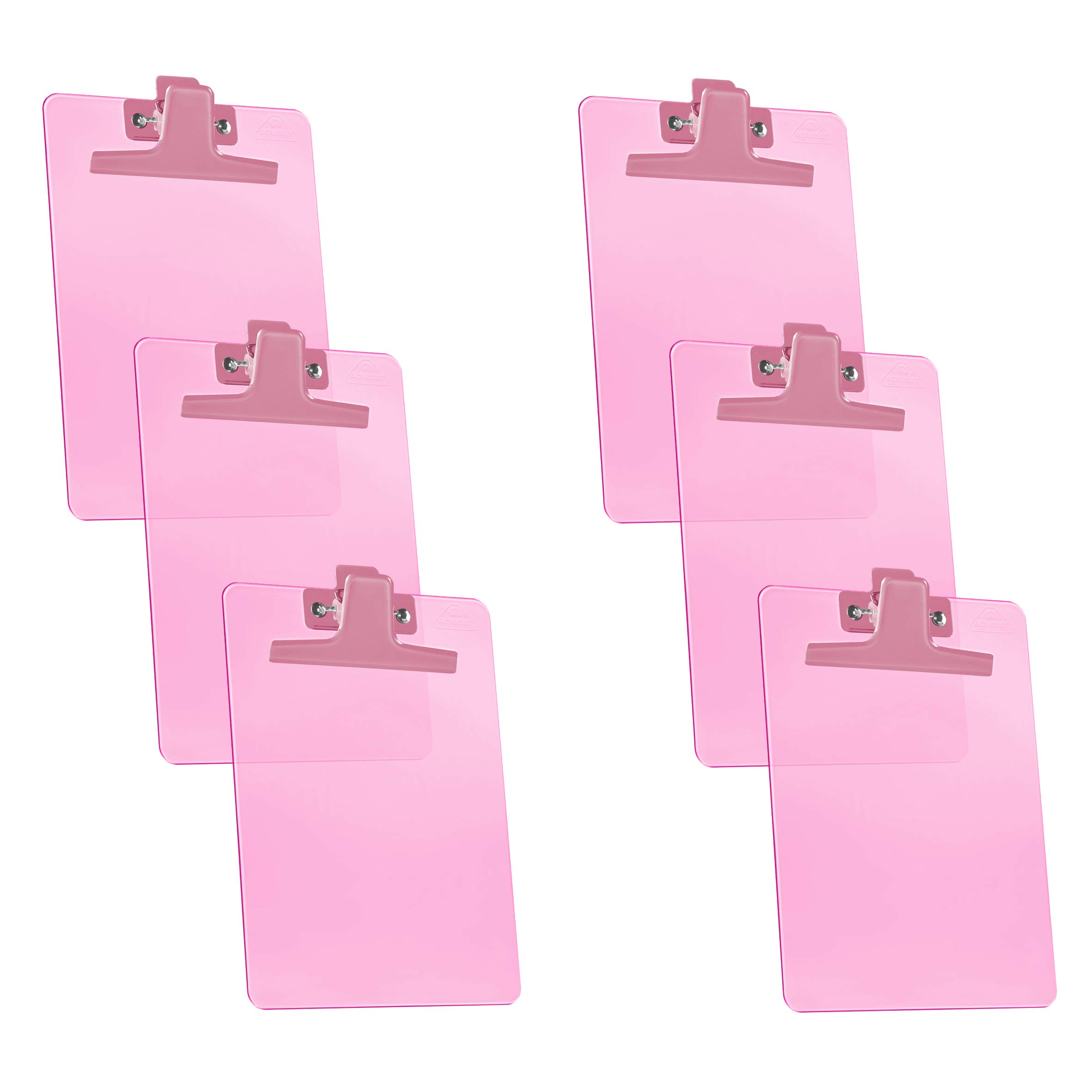 Acrimet Clipboard Memo Size A5 (23,5 cm x 16 cm) Premium Metal Clip (Plastic) (Pink Color) (6 Pack)