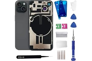 ZNZHKR 15 Back Glass Replacement with Wireless Charging Flex Cable and Camera Frame All Parts for iPhone 14 (6.1 Inch,Black) Replacement of Equipment Waterproof Tape