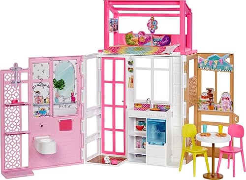 Barbie Doll House with Furniture Accessories Including Pet Puppy