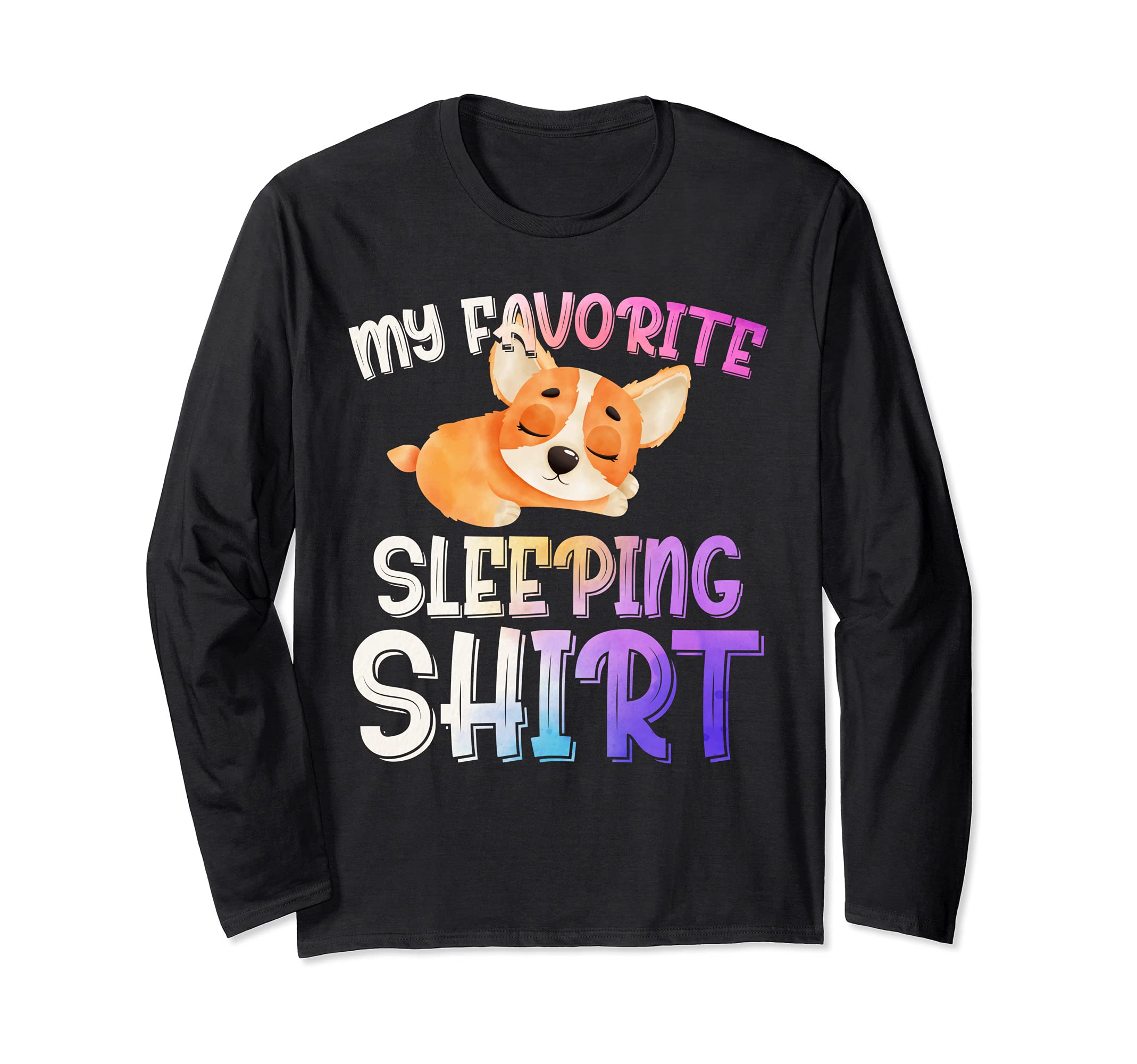 Cute Animal Pet Late Riser Sleepy Late Nighter Sleeping Dog Long Sleeve T-Shirt