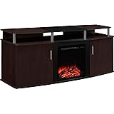 Altra Furniture Carson Fireplace TV Console, 70", Cherry/Black