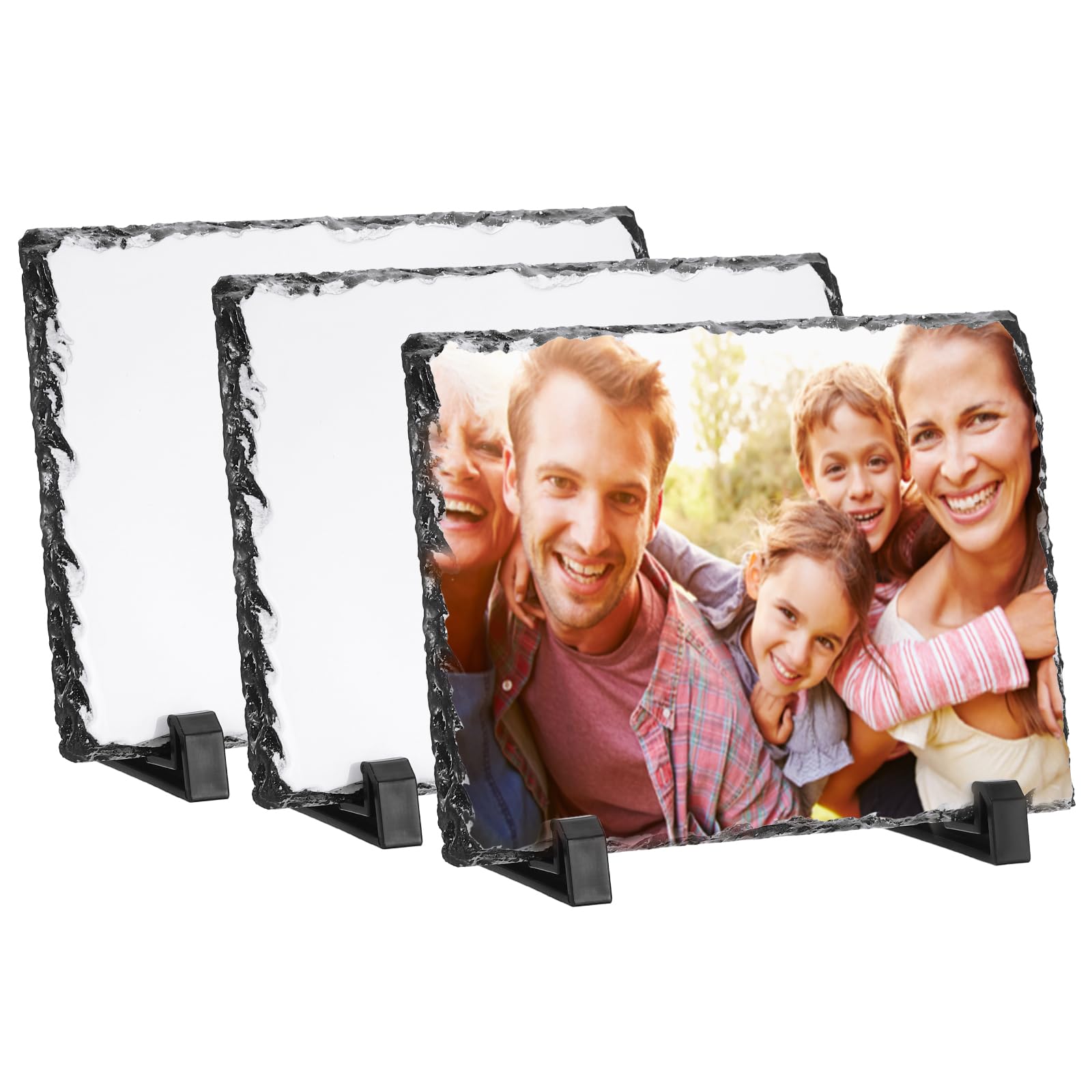 PATIKIL Sublimation Slate Blanks, 3 Pcs Rectangular Stone Sublimation Photo Frame Heat Press Sublimation Plaque for Making Memorial for A Friend, Dog, Personalized Gift, White, 7.9 x 6