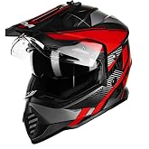 ILM Dual Sport Adventure Motorcycle Helmet with Pinlock Visor WS902 | Dual Visor, Ventilation, Wide View, Snowmobile ATV Dirt Bike Off-Road E-Bike