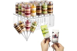 20 Pack Cake Push Pop Containers with Lids & Stand, Clear Round Push Up Cake Pop Containers for Party Favors, Reusable Food-G