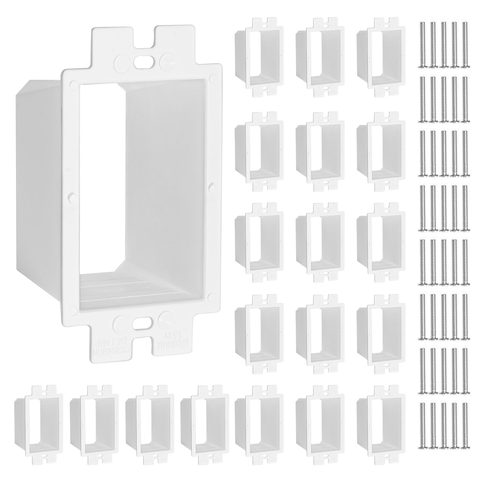 Photo 1 of 20 PCS BE1-2 Electrical Outlet Box Extenders with 40PCS Screws, 1-Gang Box Extender Power Single Gang Box Extender Electric Box Extender 1 Gang Power Outlet Accessories