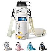 RRegeny Water Bottle Holder with Strap for Hydroflask 32oz 40oz, Carrier Sling Bag with Phone Pocket Water Bottle Sleeve for Men Women Hiking Camping Travelling