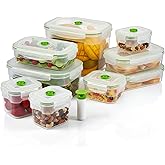 Lasting Freshness Vacuum Seal Food Storage Containers with Hand Pump – BPA-Free Plastic, Airtight Meal Prep & Leftovers Containers, Keep Food Fresh 5X Longer, 19-Piece Set