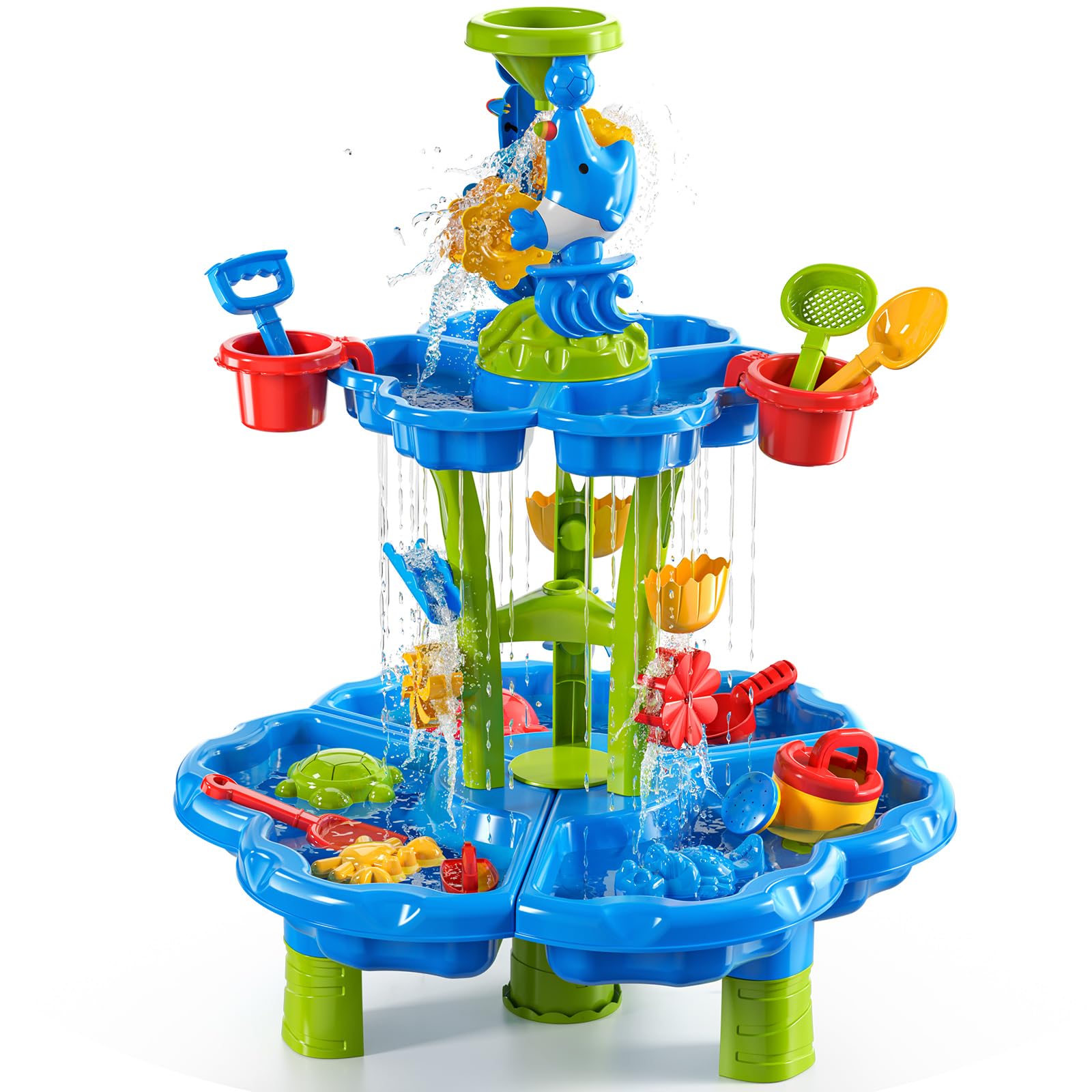 JUKUDAHU Kids Flower Water Table for Toddlers for 3 4 5 6 7 8 Years Old, Activity Sensory Table Summer Toys, Outdoor Water Sand Table for Boys Girls, Sensory Toys for Toddlers Age 3-8 — image 1