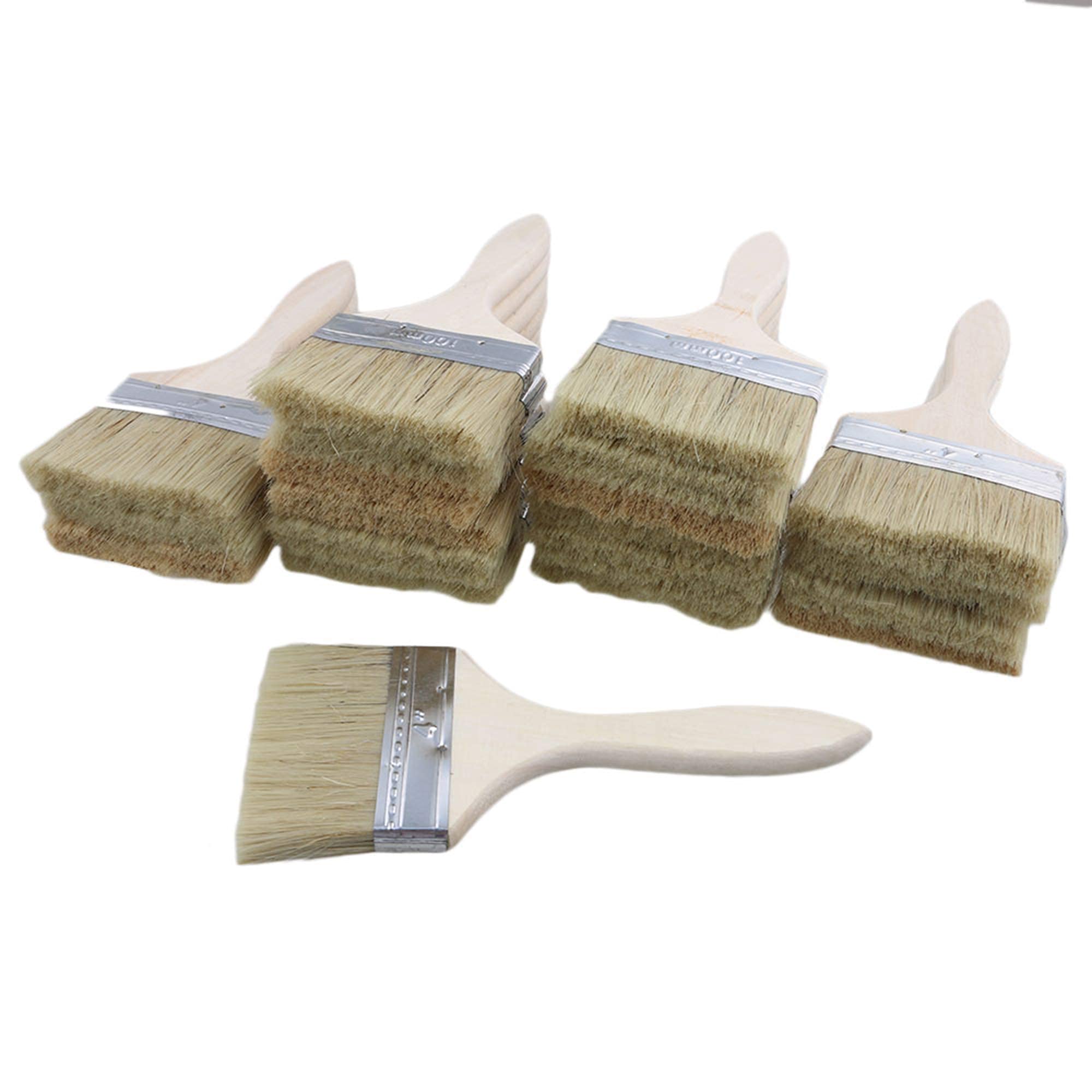 SHANOER 20pcs Low Cost Paint Brushes or Chip Brush with Wooden Handle,4" Width for Paint,Stain,Varnish, Gesso, Primer, Glue
