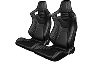 BRAUM RACING BRAUM ® - Pair of Black Diamond Leatherette ELITE-X Racing Seats with Grey Stitches (BRR1X-BDGS)