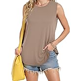 Tank Tops for Women Crewneck Loose Fit Basic Going Out Clothes Casual Summer Sleeveless Shirts for Women, Brown, XX-Large