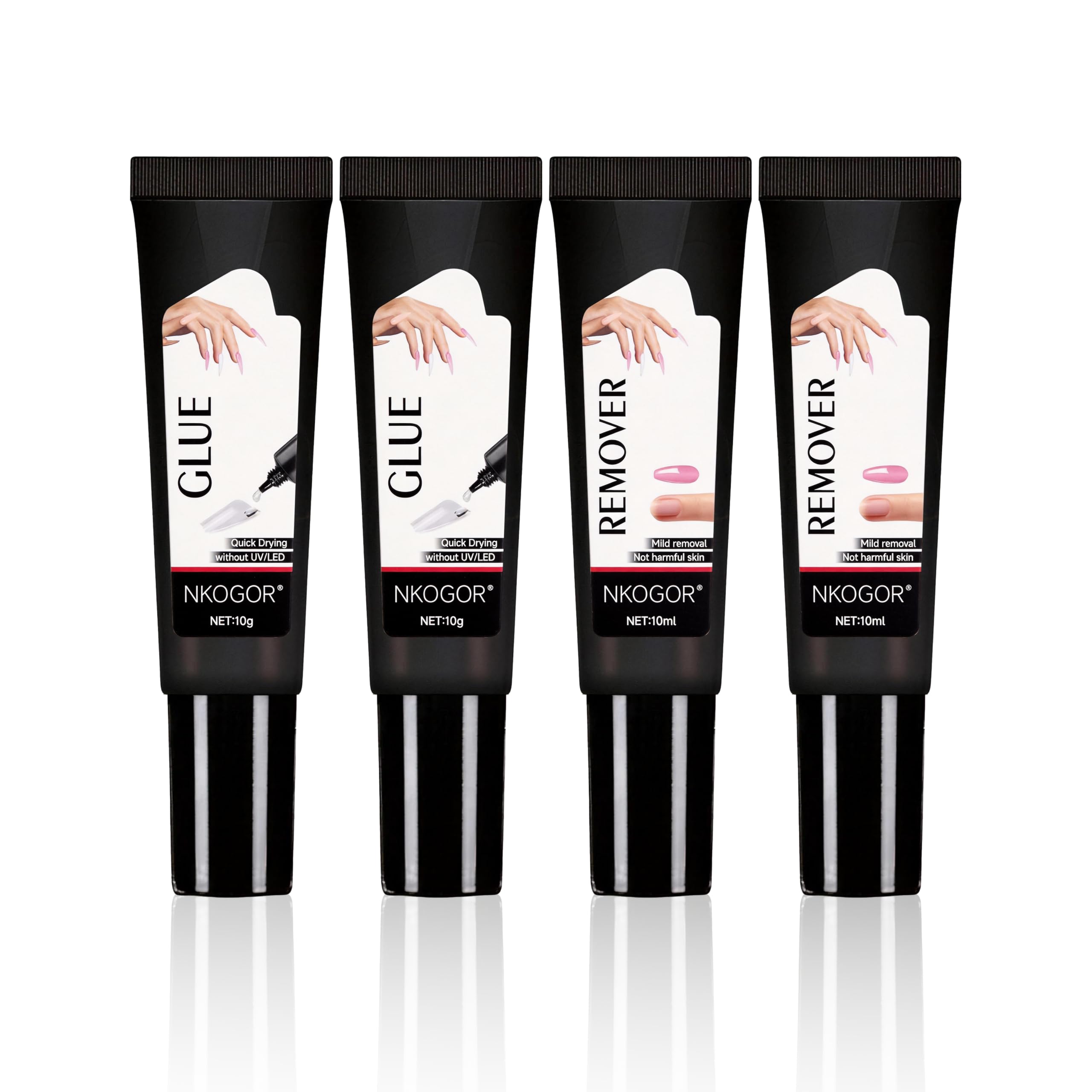 Photo 1 of 2 Sets Quick Drying 10g Semi Solid Nail Glue with 10ml Remover for Press On Nails Tips No Need for UV Lamp Long Lasting Fake Acrylic Nails Glue Gel
