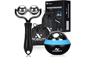 Nobility Massage Ball Roller– Ice Cold and Hot for Deep Tissue and Sore Muscle Relief of Stiffness and Stress, Body, Neck, Back, Foot, Plantar Double Black