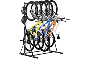 ZUIWAN Freestanding Bike Rack - Heavy Duty 5-Bike Vertical Stand, Width: 53 Inches,350lb Capacity Garage Storage Organizer,Bl