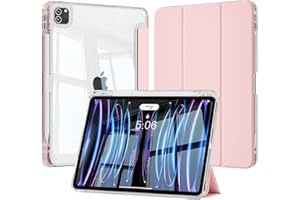 SQQSOOZ Case for iPad Pro 11 Inch 4th/3rd/2nd Generation (2022/2021/2020) with Pencil Holder, Clear Transparent Back Shell, S