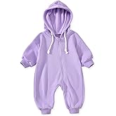 Unutiylo Unisex Baby Boys Girls Long Sleeve Infant Baby Zipper Hooded Jumpsuits Romper Loose Outfit Clothes