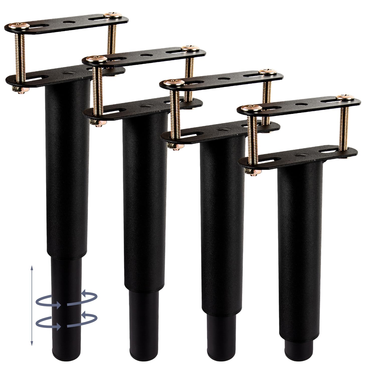 Btowin VCF 6-9.6 Inch / 15cm-24cm Adjustable Metal Bed Frame Support Legs, 4Pcs T-Shaped Heavy Duty Adjustable Height Center Support Feet Replacement Foot for Steel Bed Frame, Wooden Bed, Kind Bed — image 1