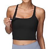 Foucome Nursing Tank Tops for Breastfeeding Y-Back Racerback Longline Maternity Sports Bra Workout Crop Top