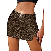 ELLEVEN Women’s Side Slit Denim Skort, High-Stretch,High Waisted,Y2K Mini Jean Skirt Shorts with 5 Pockets