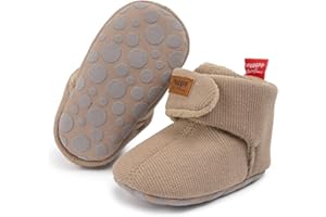 Miamooi Infant Baby Girls Boys Cotton Booties Newborn Winter Warm Fleece Cozy Slippers Toddler Non-Slip Ankle Boots First Walker Crib House Socks Shoes 3-18 Months