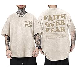Kelxjia Christian Shirts for Men Faith Over Fear