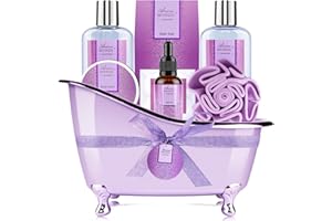 ARIOSEMONDE Bath Sets for Women Gift, Bath and Body Gifts Set, Lavender Spa Gift for Self Care Includes Body Lotion, Shower Gel, Bath Salts, Relaxing Bath Sets for Mom, Grandma, Girlfriend, Sister, Friends
