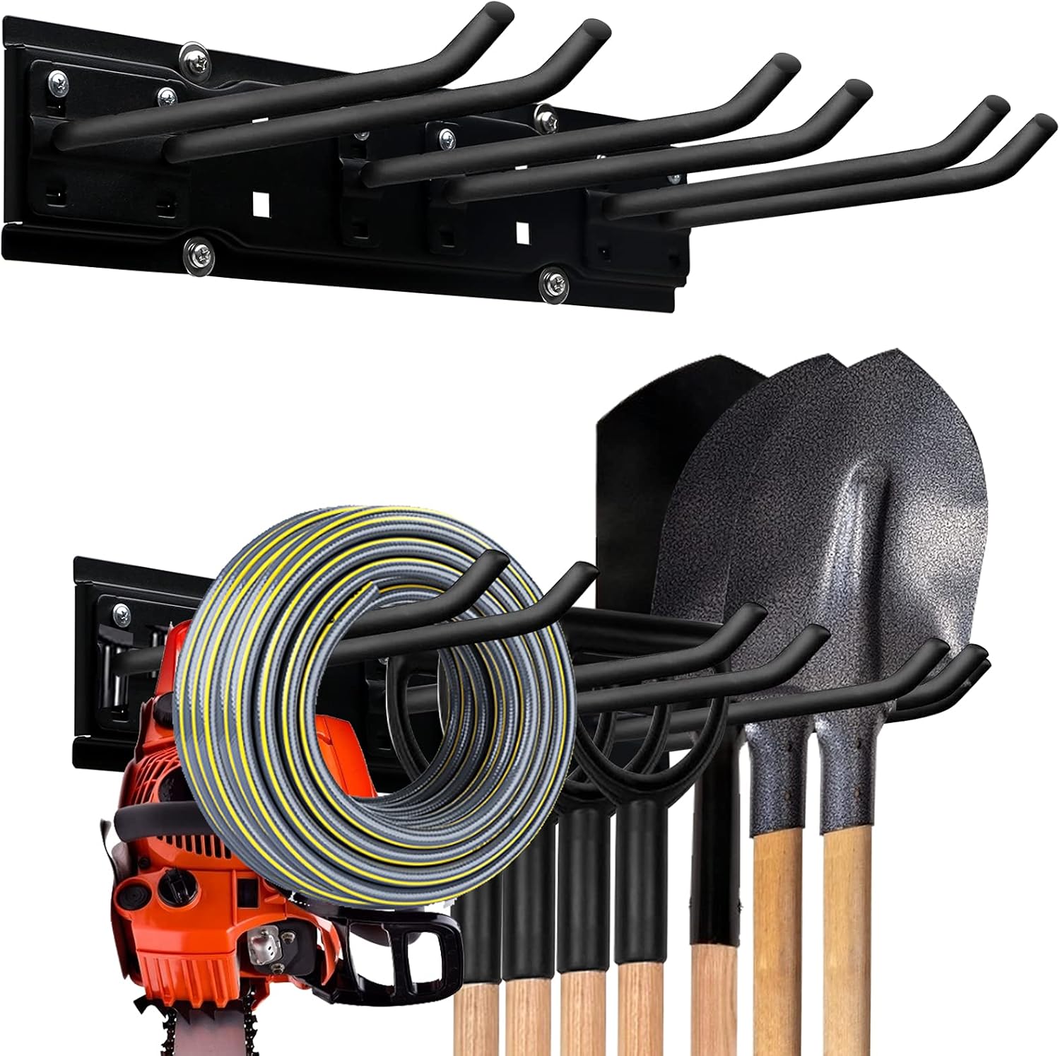 Garage Storage Organization Tool Storage Rack,Garden Hose Holder,Heavy Duty Tool Organizers Garage Wall Mount Hooks, Space Saving Max 300 lbs Garden Yard Tool Organization