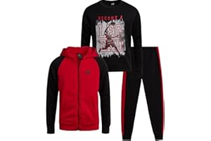 Pro Athlete Boys Tracksuit Set - 3 Piece Long Sleeve Tee Fleece Zip Up Hoodie Sweatshirt and Sweatpants for Boys (Size: 8-16)