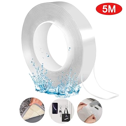 Ballery Nano Nastro Biadesivo Trasparente Multifunzione Riutilizzabile Nastro Biadesivo Senza Tracce Tape Rimovibile Lavabile Tracciante Per Articoli