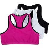Fruit of The Loom Girls 3 Pack Cotton Built -Up Stretch Sports Bra in Everyday Colors