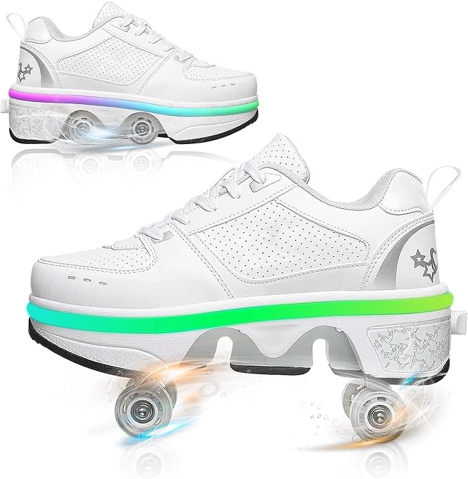 Deformation Roller Shoes Retractable Skating Shoes Four Rounds Of Running Shoes Kick Rollers