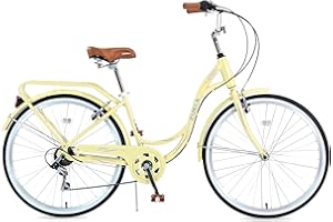 Sunnibety Women's Cruiser Bicycle 26 Inch, 7 Speeds Beach Cruiser Bike for Women, High Carbon Steel Frame Ladies Bicycle with Rear Rack, Commute Bike for Women, Max 300lbs Capacity, Multi Colors