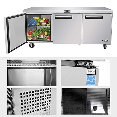 Buy Commercial 72 Undercounter Refrigerator Kitma 21 Cu Ft 3 Door Worktop Fridge With Shelves For Kitchen Restaurant 33 F 38 F Online In Germany B07gdfggyy