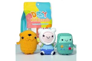 Siqinam 3 Pcs Adventure Time Cartoon Dolls Crochet Kit for Beginners, Crochet Starter Kits for Adults - 3 Kawaii Stuffed Animals - Cute DIY Yarn Plush with Step-by-Step Video Tutorials,