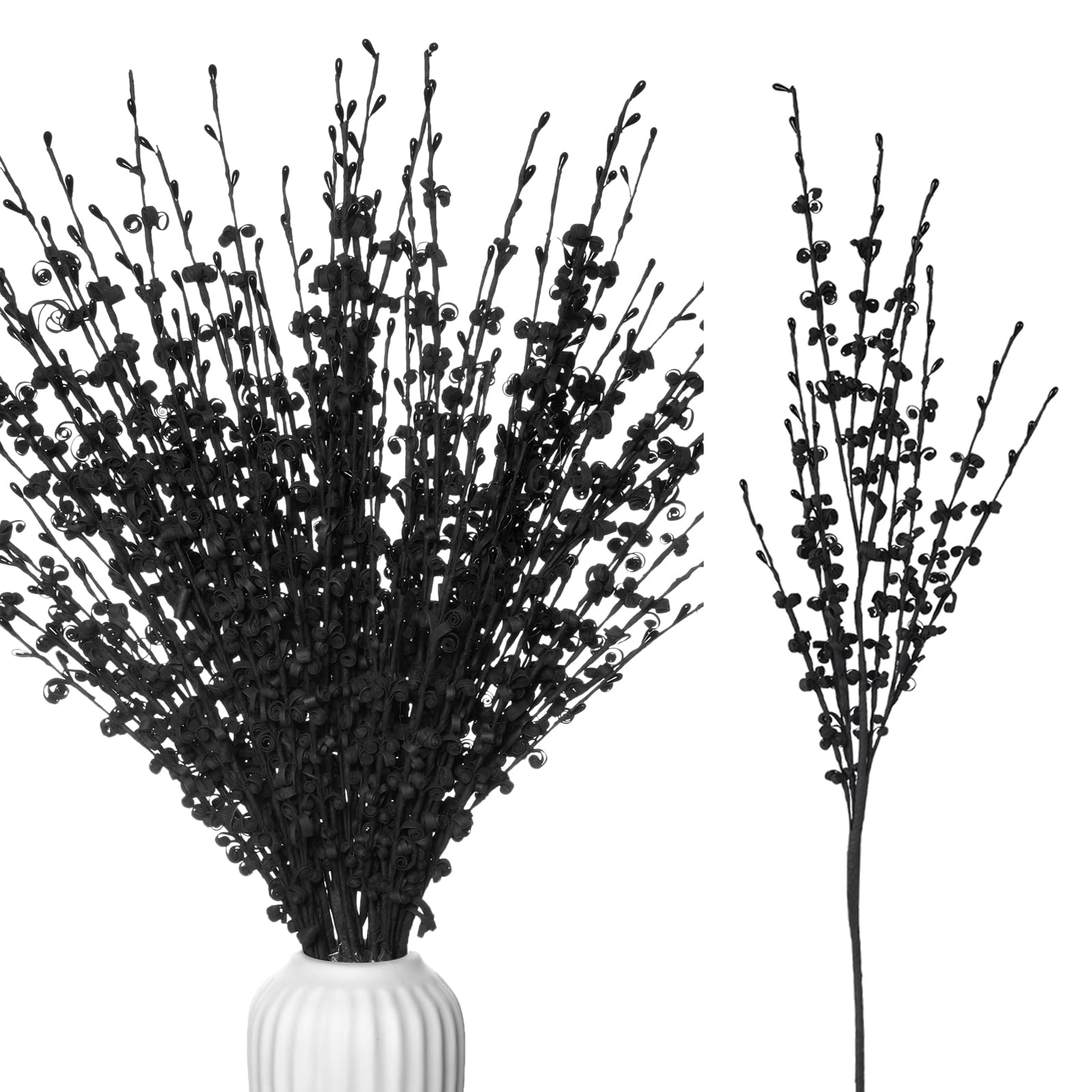 Photo 1 of Wootkey 5pcs 29.5" Faux Jasmine Artificial Flowers Tall Black Floral Branches for Home Wedding Vase Filler Party DIY Decoration Halloween Flowers